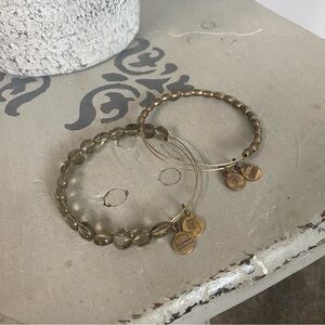 [Alex & Ani] Bronze Gold Beaded Adjustable Bracelets, Set of 2